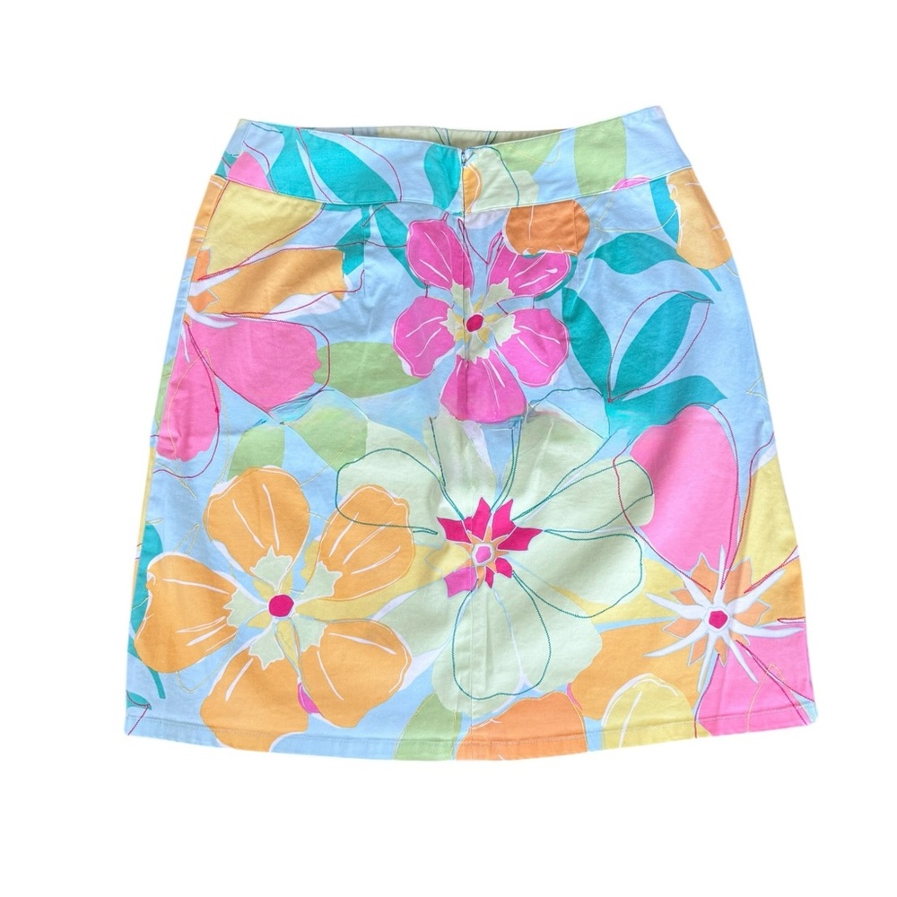 Talbots Floral Mini Skirt Stretch Cotton Colorful Size 10